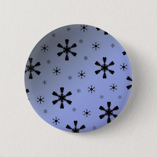 Grijs Blauw Sneeuwvlokken Button (Voorkant)