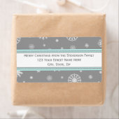 Grijs Blauw Sneeuwvlokken Kerst Adresetiketten Etiket (Insitu)