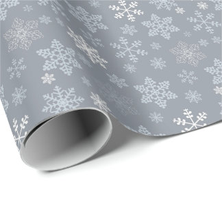 Grijs Blauw Sneeuwvlokken Patroon Cadeaupapier