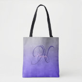 Grijs Blauw stijlvol rustiek monogram Tote Bag (Voorkant)