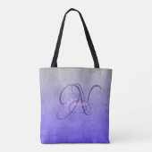 Grijs Blauw stijlvol rustiek monogram Tote Bag (Achterkant)