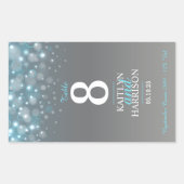 Grijs blauw tabelnummer bruiloft aangepast wijnlab rechthoekige sticker (Voorkant)
