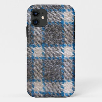 Grijs & blauw Tartan materiaal iPhone 11 Hoesje