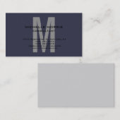 Grijs Blauw Uniek Oorspronkelijk Klassiek Monogram Visitekaartje (Voorkant / Achterkant)