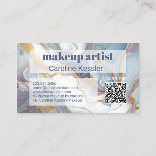 Grijs Blauw Violet Paarse Wit Goud Marmeren Patroo Visitekaartje (Achterkant)