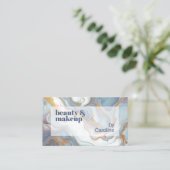 Grijs Blauw Violet Paarse Wit Goud Marmeren Patroo Visitekaartje (Staand voorkant)