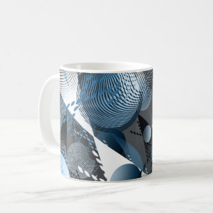 Grijs, blauw, wit abstract patroon. koffiemok