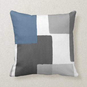 Grijs Blauw Wit Geometrisch Modern Minimalistisch Kussen