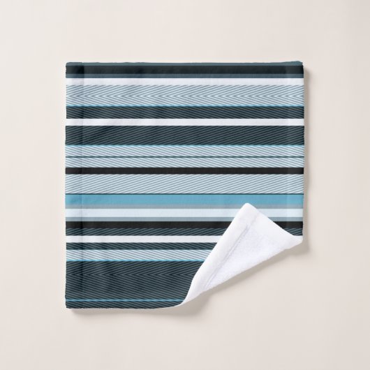 Grijs, blauw, witte strepen, badhanddoekset bad handdoek (Wasdoekje)