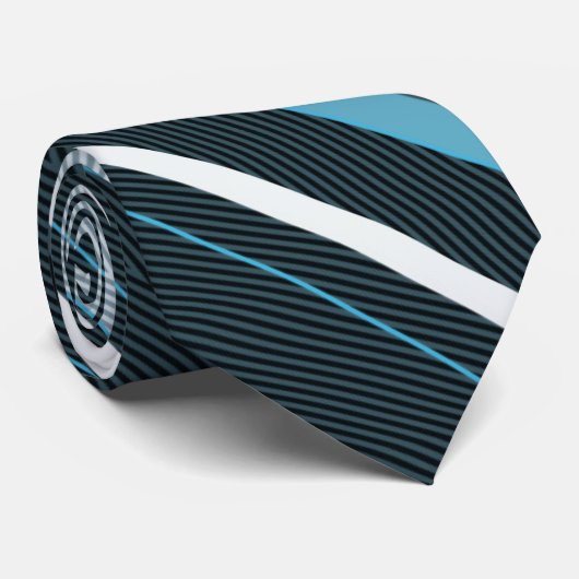Grijs, blauw, witte strepen. stropdas (Opgerold)