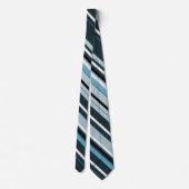 Grijs, blauw, witte strepen. stropdas (Achterkant)