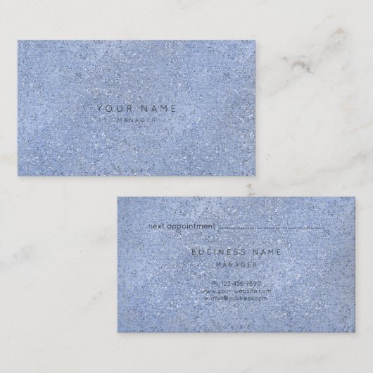 Grijs Blauw Zilver Kristal Cement VIP Afspraak Afsprakenkaartje (Voorkant / Achterkant)
