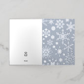 Grijs & Blauw Zilver Sneeuwvlok Kerstmis Folie Wenskaart (Buiten Laag)