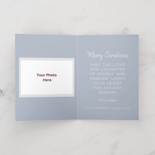 Grijs & Blauw Zilver Sneeuwvlok Kerstmis Folie Wenskaart (Binnenlaag)