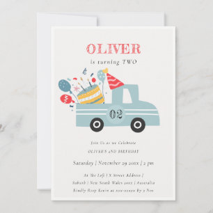 Grijs Blauwe Verjaardagsfeest Cake Truck voor elke Kaart