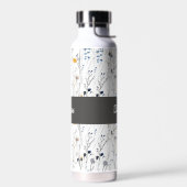 Grijs Blauwe Wilde Bloem Waterverf Monogram Naam Waterfles (Links)