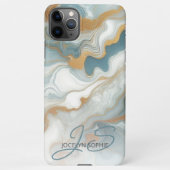 Grijs Blauwgroen Blauw Goud Wit Marmeren Kunstpatr iPhone Hoesje (Achterkant)