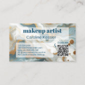 Grijs Blauwgroen Blauw Goud Wit Marmeren Kunstpatr Visitekaartje (Achterkant)