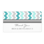 Grijs Blauwgroen Chevron trouwlabels Etiket (Voorkant)