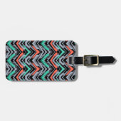 Grijs, Blauwgroen en koraal met Chevron Pattern Bagagelabel (Voorkant horizontaal)