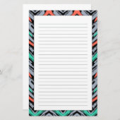 Grijs, Blauwgroen en koraal met Chevron Pattern Briefpapier (Voorkant / Achterkant)