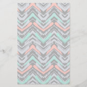 Grijs, Blauwgroen en koraal met Chevron Pattern Briefpapier (Voorkant)