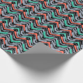 Grijs, Blauwgroen en koraal met Chevron Pattern Cadeaupapier (Hoek)