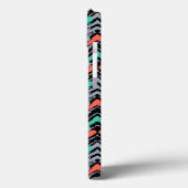 Grijs, Blauwgroen en koraal met Chevron Pattern Case-Mate iPhone Case (Achterkant / Links)