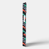 Grijs, Blauwgroen en koraal met Chevron Pattern Case-Mate iPhone Case (Achterkant / Rechts)