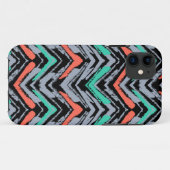Grijs, Blauwgroen en koraal met Chevron Pattern Case-Mate iPhone Case (Achterkant (horizontaal))