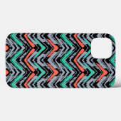 Grijs, Blauwgroen en koraal met Chevron Pattern Case-Mate iPhone Case (Achterkant (horizontaal))