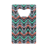 Grijs, Blauwgroen en koraal met Chevron Pattern Creditkaart Flessenopener (Achterkant)