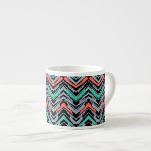 Grijs, Blauwgroen en koraal met Chevron Pattern Espresso Kop