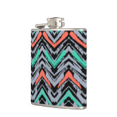 Grijs, Blauwgroen en koraal met Chevron Pattern Heupfles (Links)