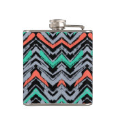 Grijs, Blauwgroen en koraal met Chevron Pattern Heupfles (Achterkant)