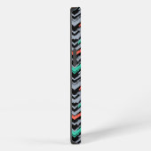 Grijs, Blauwgroen en koraal met Chevron Pattern iPhone Hoesje (Rechterkant)