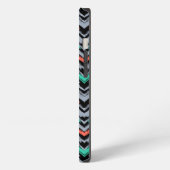 Grijs, Blauwgroen en koraal met Chevron Pattern iPhone Hoesje (Linkerkant)