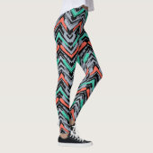 Grijs, Blauwgroen en koraal met Chevron Pattern Leggings (Rechts)