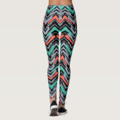 Grijs, Blauwgroen en koraal met Chevron Pattern Leggings (Achterkant)