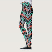 Grijs, Blauwgroen en koraal met Chevron Pattern Leggings (Links)