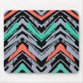 Grijs, Blauwgroen en koraal met Chevron Pattern Muismat (Voorkant)