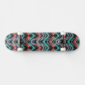Grijs, Blauwgroen en koraal met Chevron Pattern Persoonlijk Skateboard (Horizontaal)