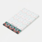 Grijs, Blauwgroen en koraal met Chevron Pattern Post-it® Notes (Schuin)