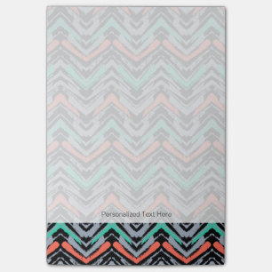Grijs, Blauwgroen en koraal met Chevron Pattern Post-it® Notes