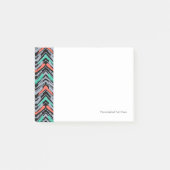 Grijs, Blauwgroen en koraal met Chevron Pattern Post-it® Notes (Voorkant)