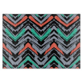 Grijs, Blauwgroen en koraal met Chevron Pattern Snijplank (Voorkant)