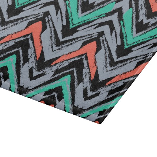 Grijs, Blauwgroen en koraal met Chevron Pattern Snijplank (Hoek)