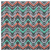 Grijs, Blauwgroen en koraal met Chevron Pattern Stof (Swatch)