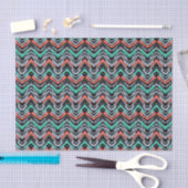Grijs, Blauwgroen en koraal met Chevron Pattern Tissuepapier (Craft)