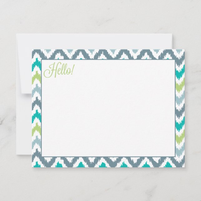 Grijs Blauwgroen Groen Zigzag Tribal Ikat Pattern (Voorkant)